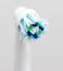 Round electric toothbrush. Bristles Close