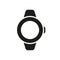 Round Electronic Wearable Smartwatch with Screen Glyph Pictogram. Smartwatch Silhouette Icon. Watch with Wireless