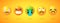 Round emoticons Yellow Emoji faces emoticon smile, digital smiley expression emotion feelings, chat cartoon emotes