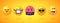 Round emoticons Yellow Emoji faces emoticon smile, digital smiley expression emotion feelings, chat cartoon emotes