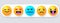 Round emoticons Yellow Emoji faces emoticon smile, digital smiley expression emotion feelings, chat cartoon emotes