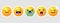 Round emoticons Yellow Emoji faces emoticon smile, digital smiley expression emotion feelings, chat cartoon emotes