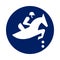 Round Equestrian Jumping pictogram, new sport icon in blue circle