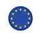 Round european union flag vector icon isolated, button official colors and proportion correctly. banner,