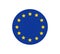 Round european union flag vector icon isolated, button official colors and proportion correctly. banner,