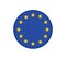 Round european union flag vector icon isolated, button official colors and proportion correctly. banner,
