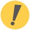 Round  exclamation icon in yellow. Vector.
