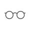 Round eyeglasses glyph icon or spectacles frame silhouette