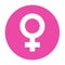 Round Female Symbol in Pink Color. Flat Design Style. Vector Gender Symbol Simple Silhouette