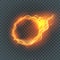 Round fiery frame. Glowing frames on transparent background.