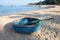 Round fishing boat made from bamboo and wood on the beach