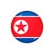 Round flag of North Korea. Vector illustration. Button, icon, glossy badge