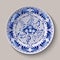 Round floral ornament Gzhel style. Pattern shown on the ceramic plate.