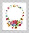 Round flower frame. Template for invitation, greeting card, cover, notebook. Colorful flower frame.Elegant floral wreath