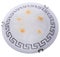 Round flush mount white glass alabaster ceiling light wall sconce with greek pattern isolated on white background