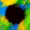 Round frame of feathers for the Brazilian carnival. The colors o