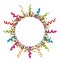 Round frame made of multicolored paper serpentine and confetti,