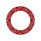 Round frame made of realistic red rubies with complex cuts