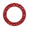 Round frame made of realistic red rubies with complex cuts