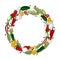 Round frame, wreath,border, card with spices. Colored hot peppers