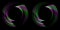 Round frames on a black background are formed by arcuate elements with green and magenta stripes. Icon, logo, symbol, sign. Set