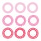 Round frames, pink curly with wavy edge, simple flat vector isolated on white background