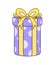 Round gift box with polka dots and bow cartoon.