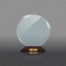 Round glass trophy award. Acrilic blank crystal prize on isolated background. Round glass award cup for winner. Realistic pedestal