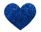 Round glitter blue sequin in heart shape