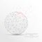 Round globe ball shape digitally drawn low poly wire frame.