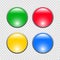 Round glossy buttons. Four color web buttons. Vector illustration