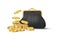 Round glossy gold coins lie next to a closed black wallet. Increase your earnings. Vector