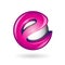 Round Glossy Letter E 3d Magenta Logo Icon