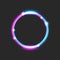 Round glowing frame bright futuristic with the effect of neon light, blue-pink laser beam in the form of a circle, sparks,