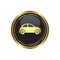 Round golden button with car icon