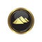 Round golden button with pyramids icon