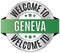 Round golden welcome to geneva badge