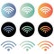 Round gradient colorful wireless and wifi icons set. Free wifi.