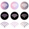 Round gradient colorful wireless and wifi icons set. Free wifi.