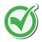 Round green checkbox with checkmark, approval badge