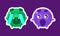 Round Green and Purple Emoji Character Crying and Shouting with Fear Vector Set