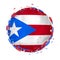 Round grunge flag of Puerto Rico with splashes in flag color