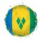 Round grunge flag of Saint Vincent and the Grenadines with splashes in flag color