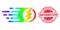 Round Grunge Important Information Stamp Seal with Vector Triangle Filled Electric Spark Icon with Rainbow Gradient