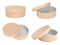 Round hat boxes. Corrugated paper cartons. 3d rendering illustration isolated
