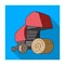 Round hay bales. Modern agricultural machinery for of hay and rolling circles.Agricultural Machinery single icon in fla