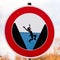 Round hazard sign warning for danger of drowning