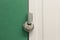 Round heavy duty pad lock on self storage unit