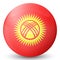 Round icon with flag of Kyrgyzstan. Glass light ball, sticker, sphere. Kyrgyz national symbol. Glossy realistic ball, 3D