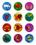 Round icon set of colorful zodiac symbols isolated on white